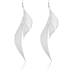NOGU Ripple Dangle Earrings Silver NIB